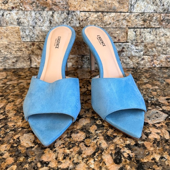 L'AGENCE  LOLITA OPEN TOE MULES‎  OCEAN SUEDE - Picture 8 of 12